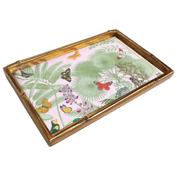 Lacquer Bamboo Vanity Tray, Paradise Garden