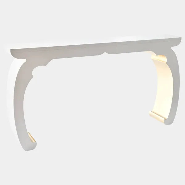 Mei Slice Console, Ivory Gloss/Rose Silver Leaf