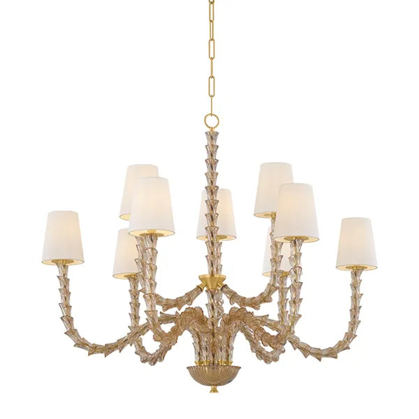 Calumet 9 Light Chandelier, Aged Brass