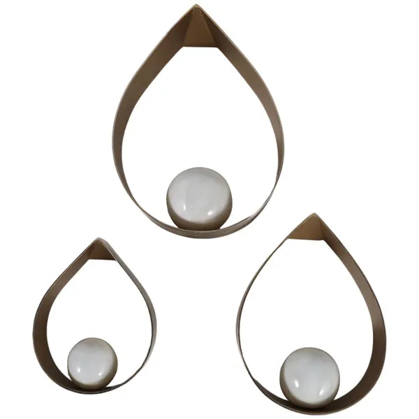 Teardrop Wall Decor, Antique Gold, Set of 3