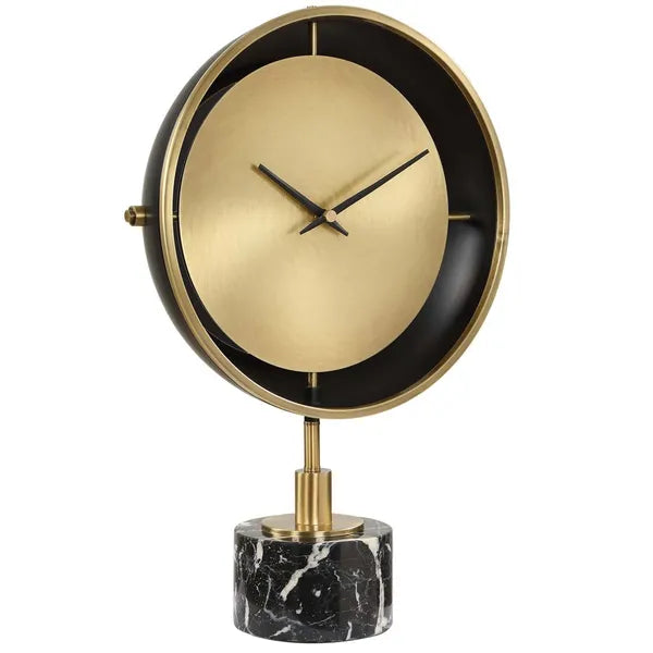 Velar Table Clock, Brushed Brass